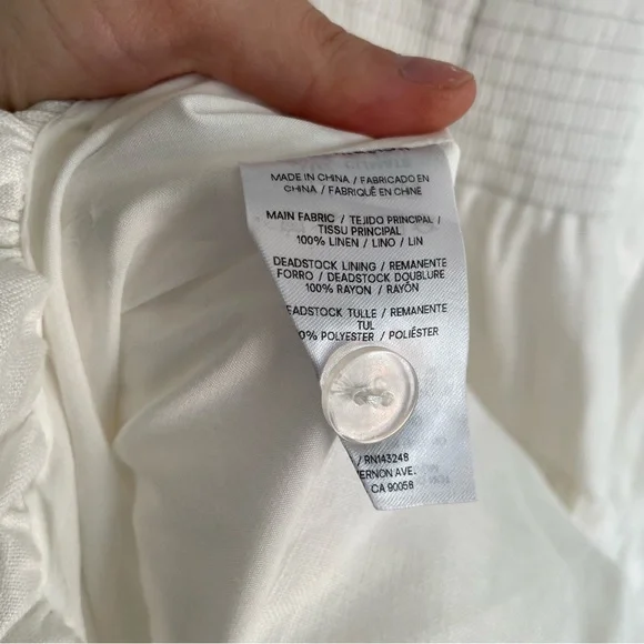 Reformation Delia Linen Dress White Bubble Skirt Square Neck Drop Waist Size 10 - Picture 9 of 12